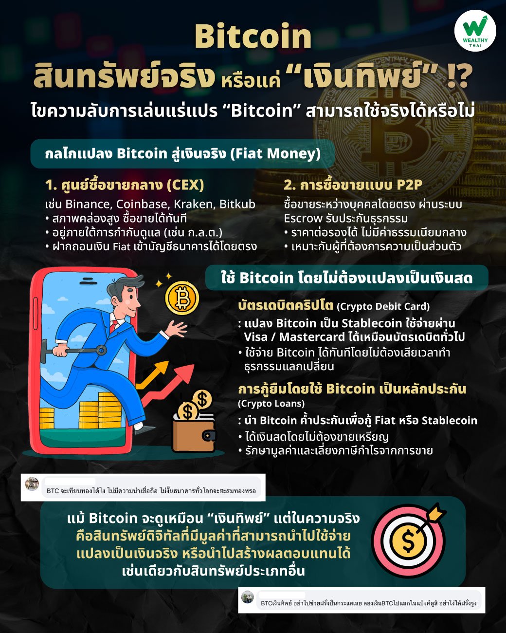 Bitcoin สินทรัพย์จริง หรือแค่ “เงินทิพย์” !? ไขความลับการเล่นแร่แปร  “Bitcoin” สามารถใช้จริงได้หรือไม่ | WEALTHY THAI